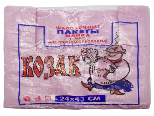 Пакет майка, Козак, для пищевых продуктов, 240*430 мм. 100 шт.